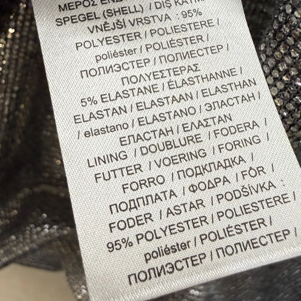 Ralph Lauren Dress Size 14 Shimmering Silver Long Sleeve Black Label